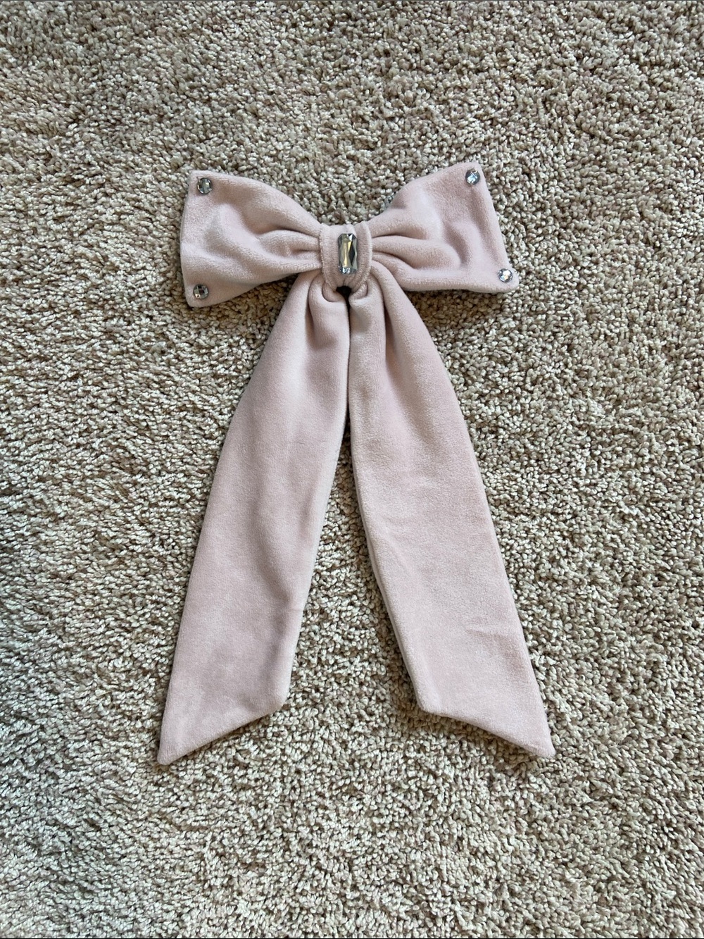 Handmade Blush Pink Velvet Bow Hair Clip